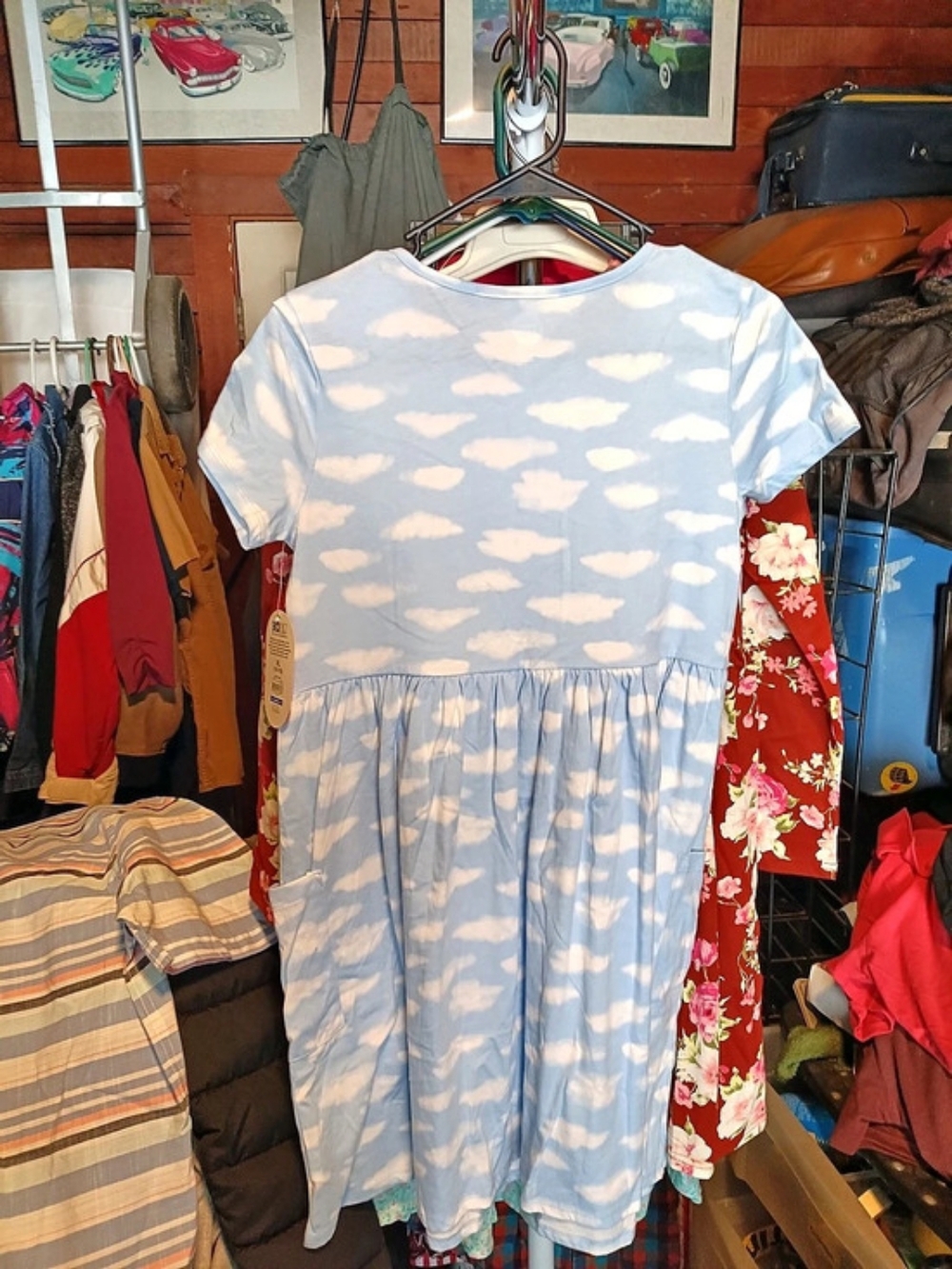 Wonder Nation Kids Blue & White Cloud Print Dress